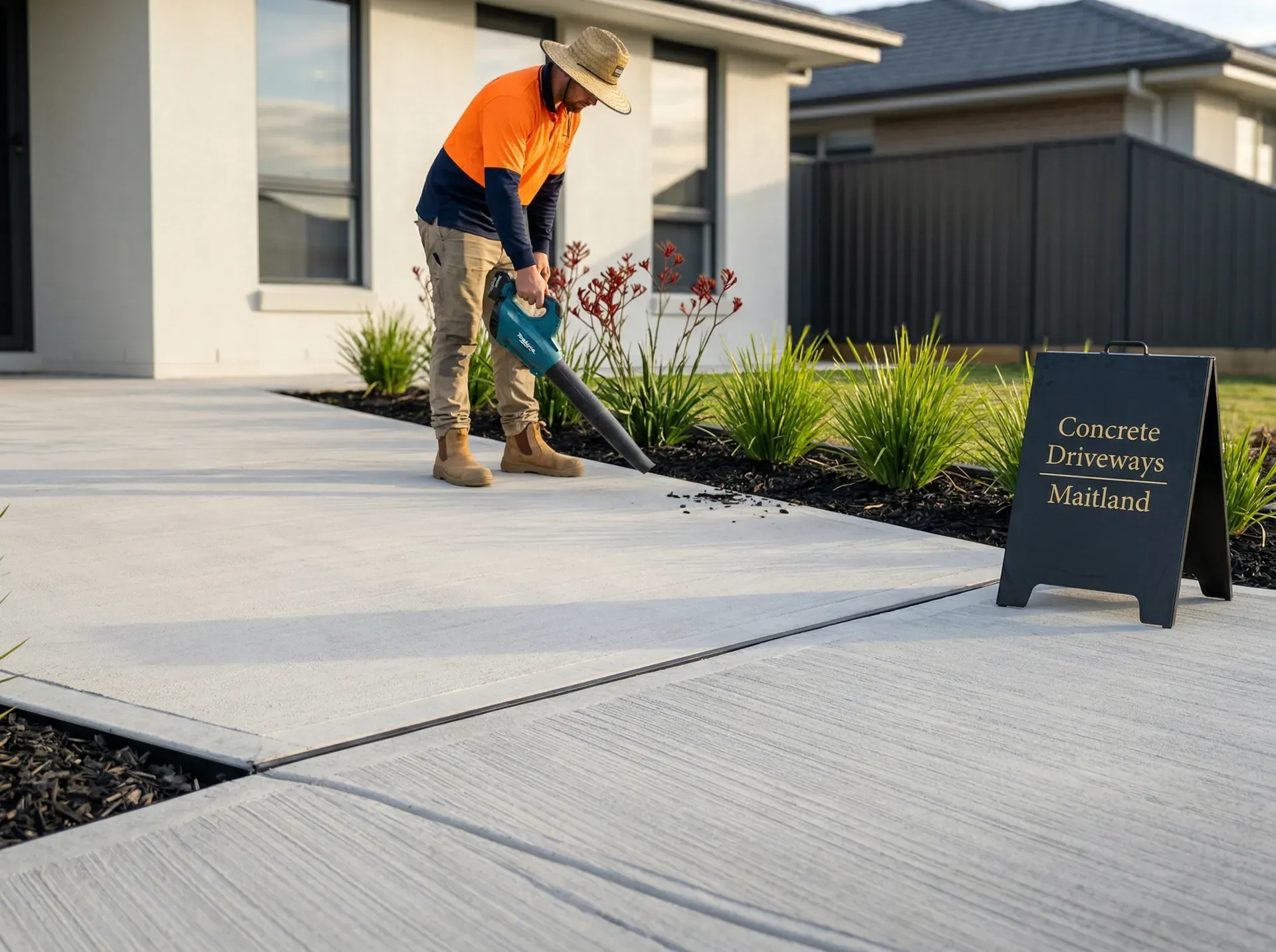 Plain concrete broom finish