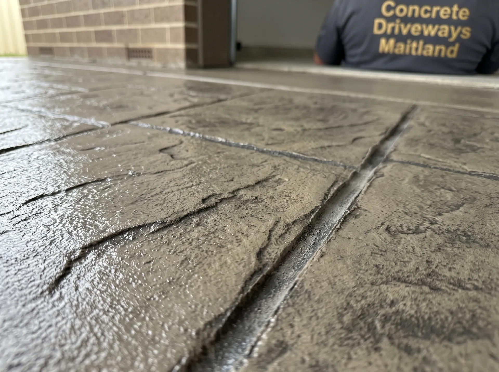 Exposed aggregate driveway close-up
